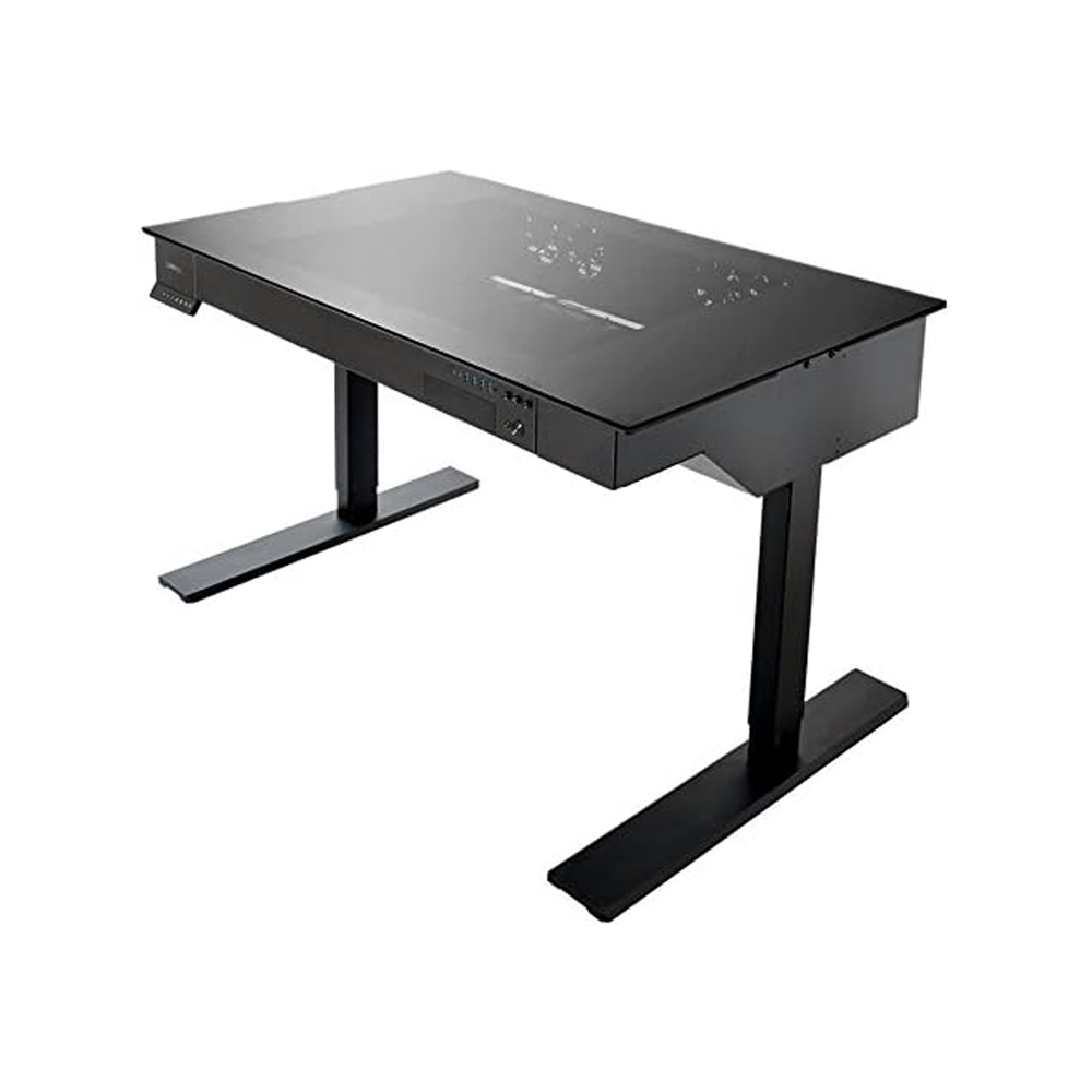 Lian Li DK-04FX Aluminum Redefine High-End Electrical Height Adjustable PC Desk - Black Gaming Table (DK-04FX BLACK)