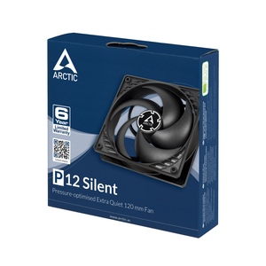 Arctic P12 Silent Black/Black - Pressure-Optimised Extra Quiet 120mm Fan (ACFAN00130A)