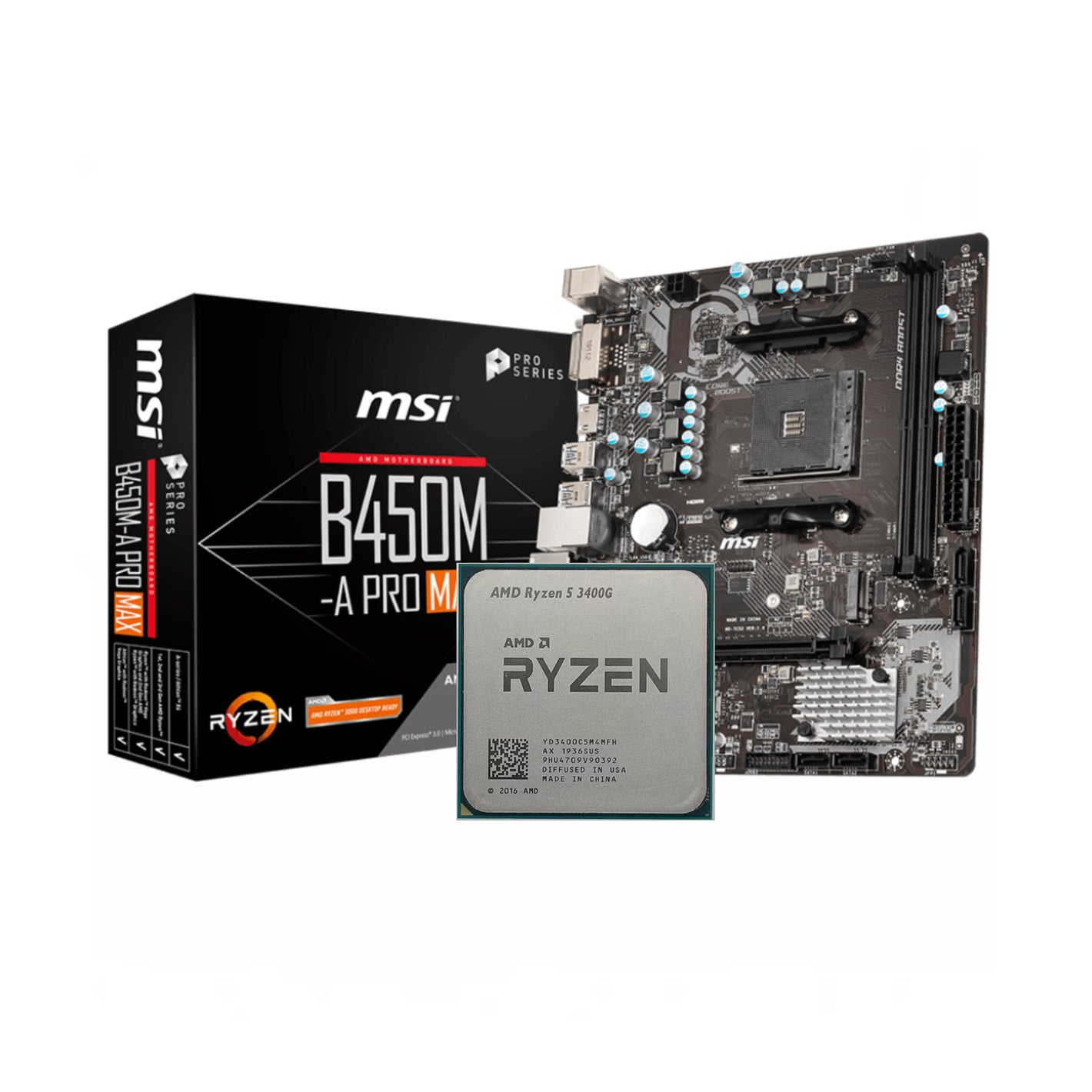 AMD Ryzen 5 3400G + MSI B450M-A Pro MAX AM4 DDR4 (Bundle)