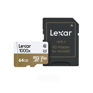 Lexar Professional 1000x mSDHC/SDXC UHS-II with Adapter 64GB Memory Card (LSDMI64GCB1000A)