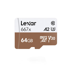 Lexar High-Performance 667x mSDHC/mSDXC UHS-I V30 64GB Memory Card (LSDMI64GB667A)