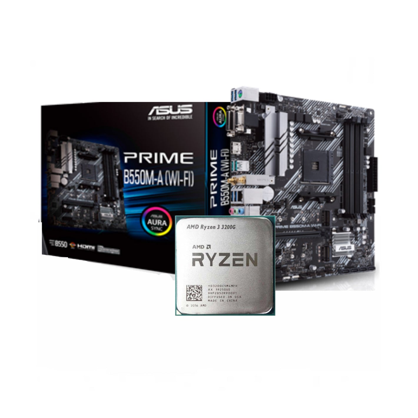 AMD Ryzen 3 3200G + Asus Prime B550M-A Wi-Fi DDR4 AM4 Bundle