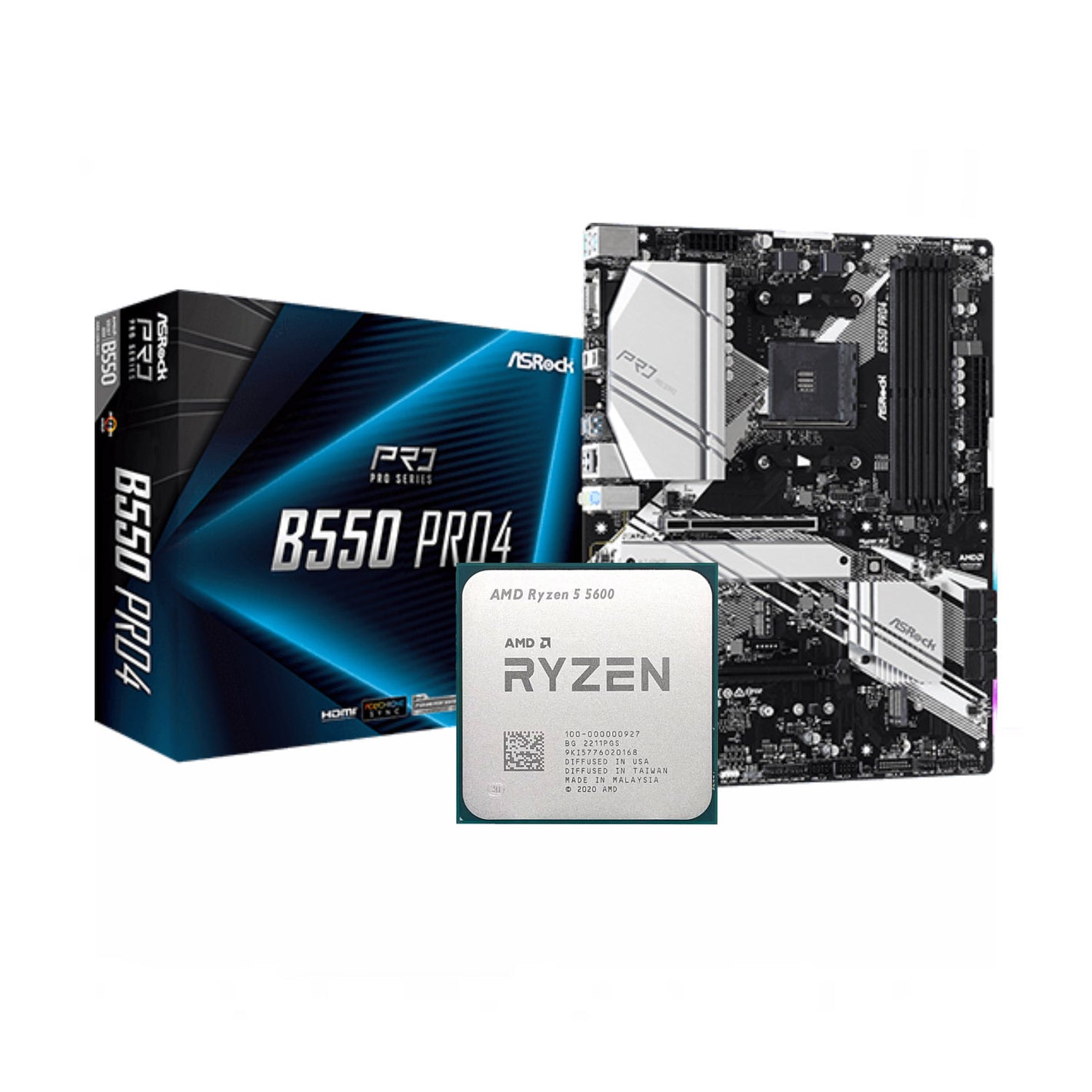 AMD Ryzen 5 5600 + Asrock B550 Pro 4 DDR4 AM4 Bundle