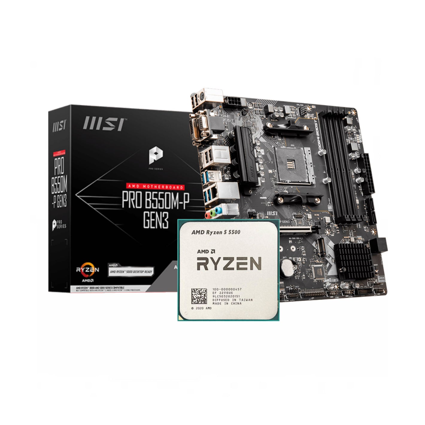 AMD Ryzen 5 5500 + MSI Pro B550M-P Gen3 DDR4 AM4 Bundle