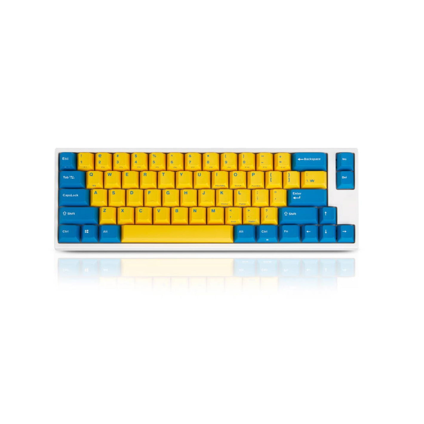 Leopold FC660M PD Yellow/Blue (White Case) - Cherry Blue, Mini Size (66 Keys) (FC660MC/EYBPD(W))