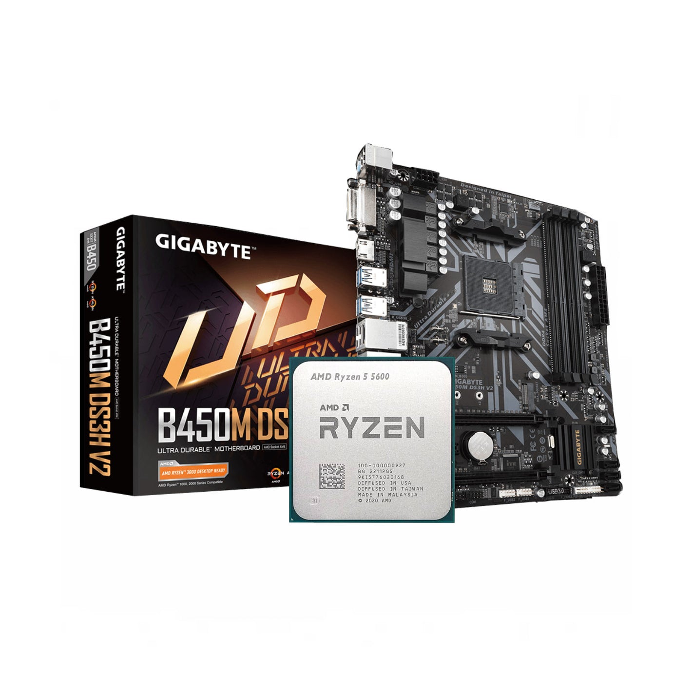 AMD Ryzen 5 5600 + Gigabyte B450M DS3H V2 AM4 DDR4 (Bundle)