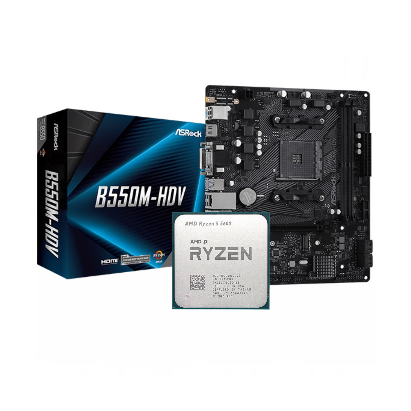 AMD RYZEN 5 5600 + Asrock B550M-HDV AM4 DDR4 Bundle