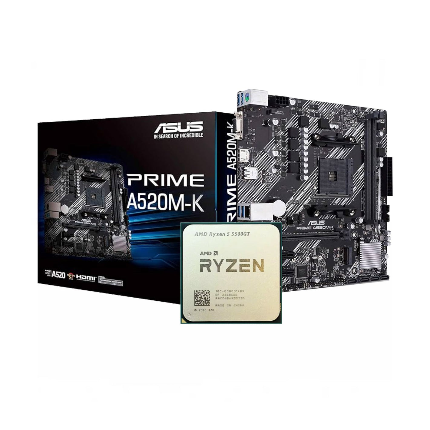 AMD Ryzen 5 5500GT + Asus Prime A520M-K AM4 DDR4 Bundle