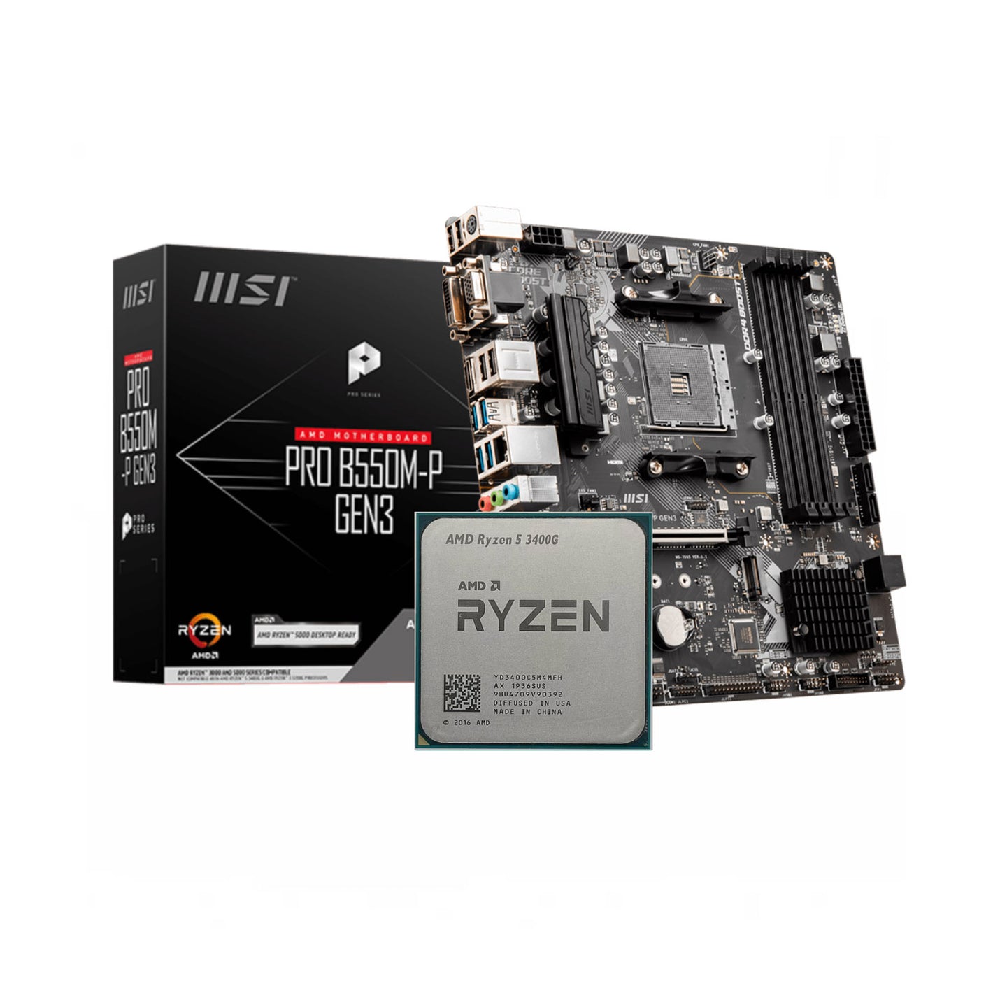 AMD Ryzen 5 3400G + MSI Pro B550M-P Gen3 DDR4 AM4 Bundle