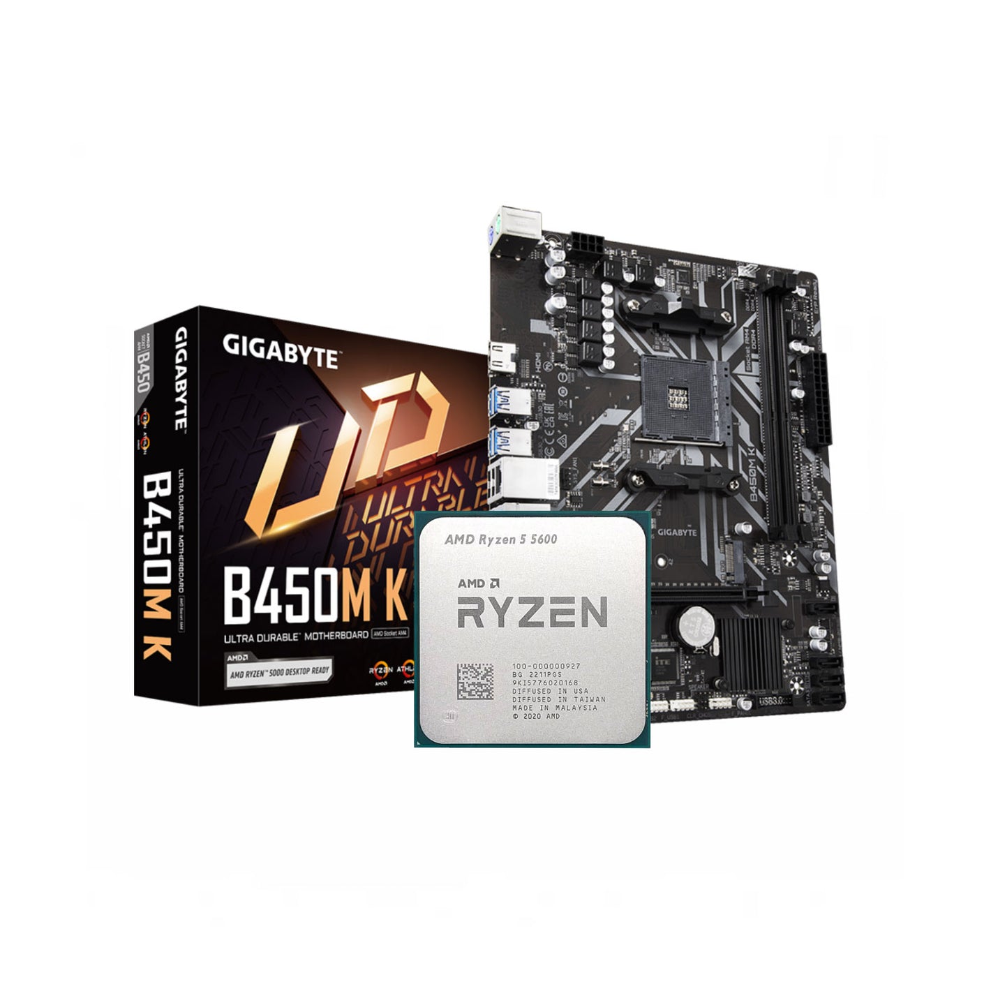 AMD Ryzen 5 5600 + Gigabyte B450M-K AM4 DDR4 Bundle