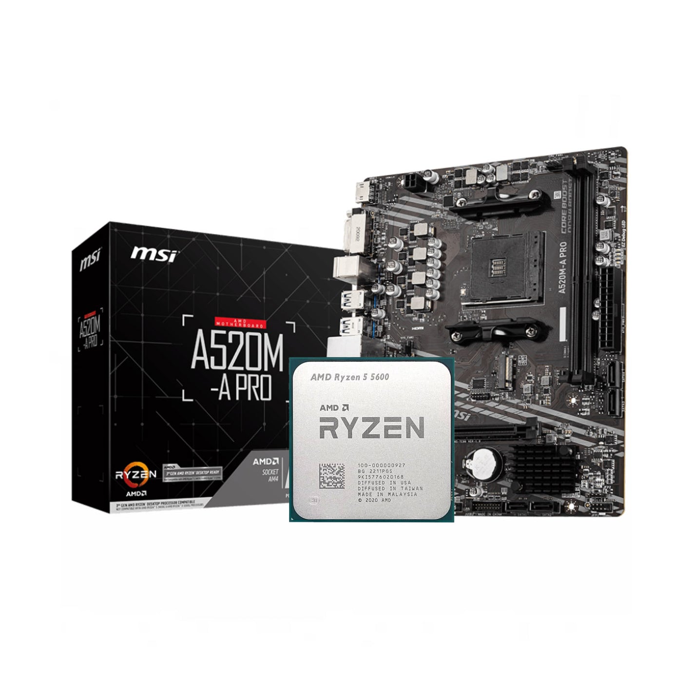 AMD Ryzen 5 5600 + MSI A520M-A Pro AM4 DDR4 Bundle