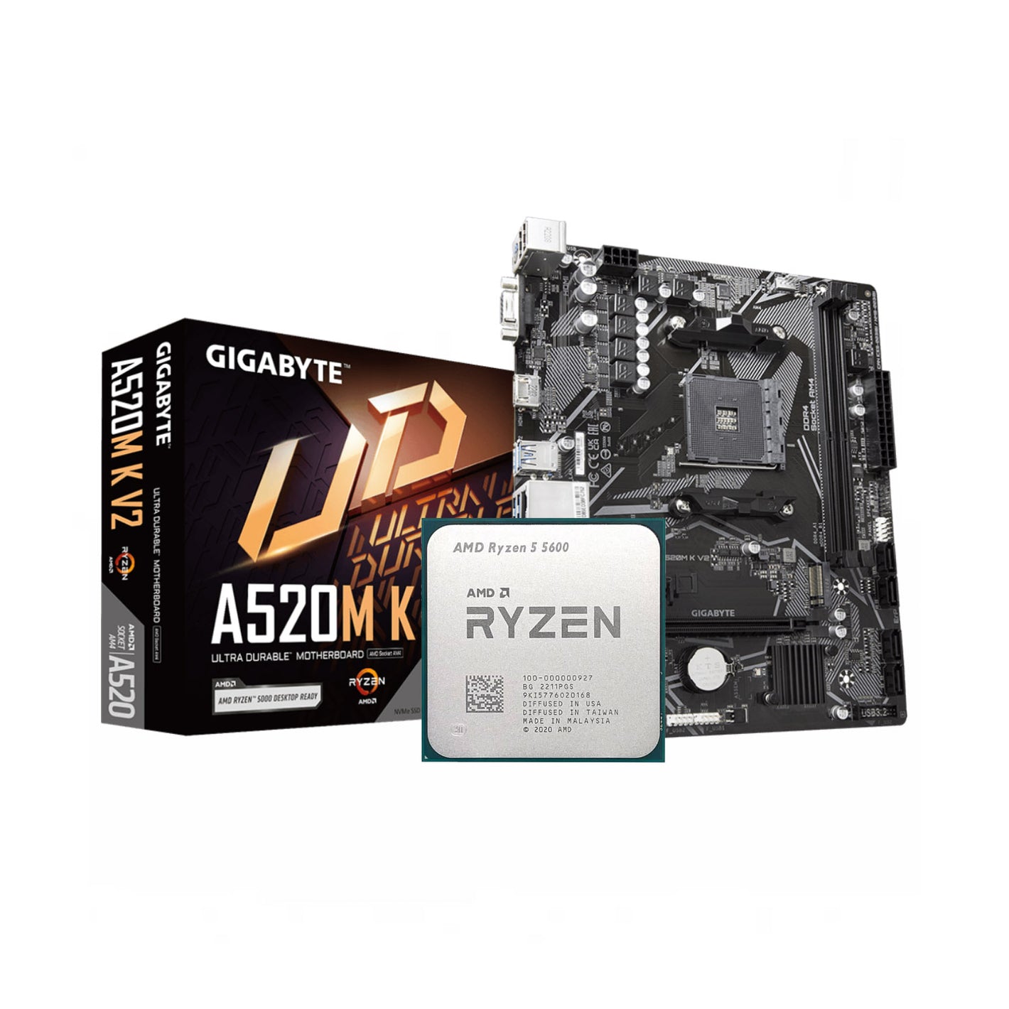 AMD Ryzen 5 5600 + GIGABYTE A520M-K V2 AM4 DDR4 (Bundle)