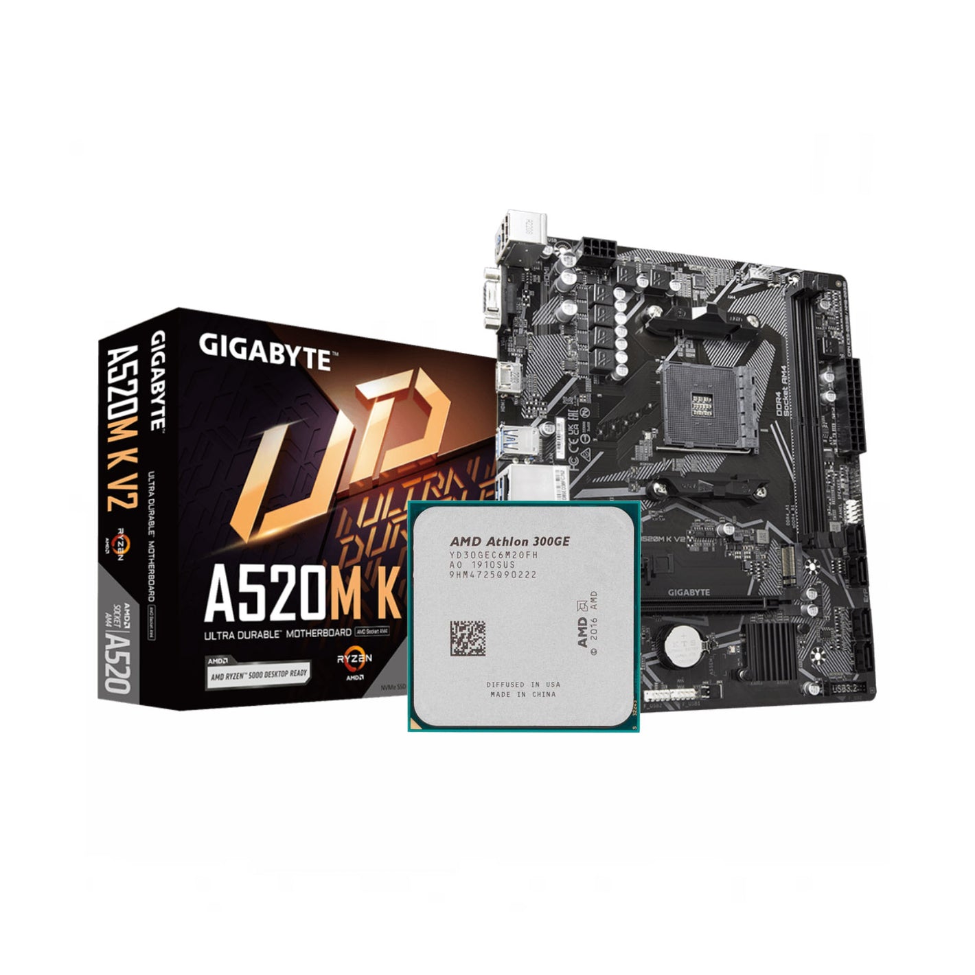 AMD Athlon 300GE + GIGABYTE A520M-K V2 AM4 DDR4 (Bundle)