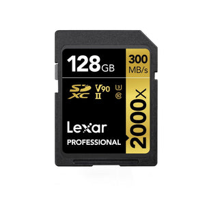 Lexar Professional 2000x U3 SDHC/SDXC RW 128GB Memory Card (LSD128CB2000R)