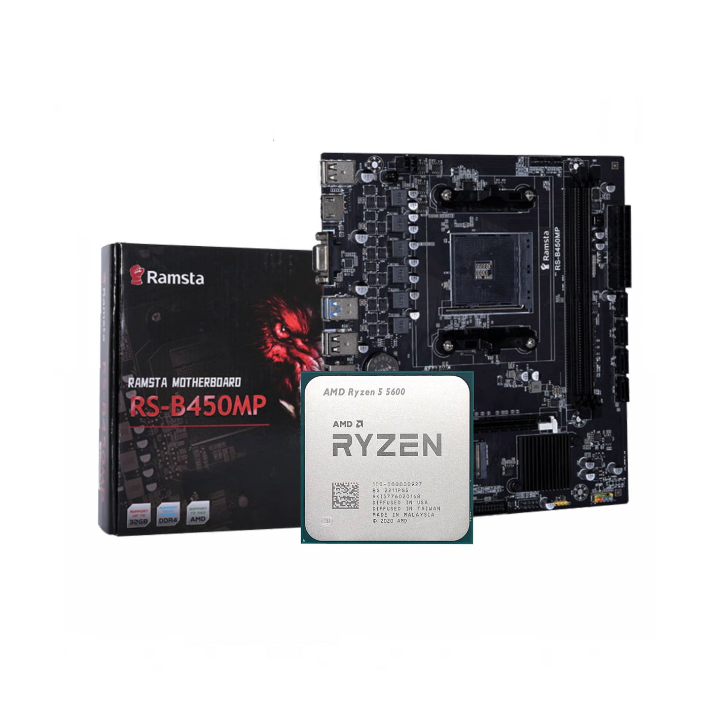 AMD RYZEN 5 5600 + RAMSTA RS-B450MP AM4 DDR4 (Bundle)