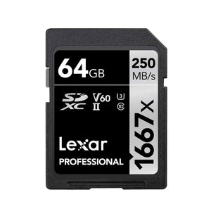 Lexar Professional 1667x SDHC/SDXC UHS-II U3 V60 64GB Memory Card (LSD64GCB1667)