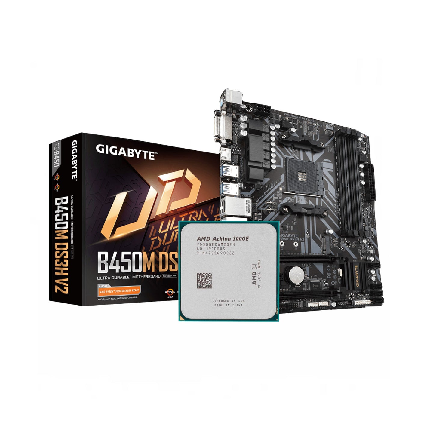 AMD Athlon 300GE + Gigabyte B450M DS3H V2 AM4 DDR4 (Bundle)