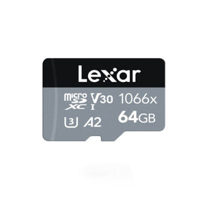 Lexar Professional 1066x mSDHC/SDXC UHS-I SILVER Series with Adapter 64GB Memory Card (LMS1066064G-BNANG)