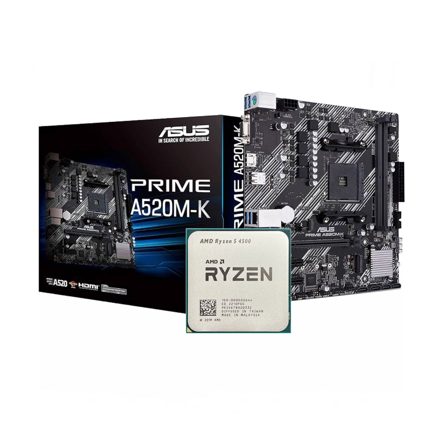 AMD Ryzen 5 4500 + Asus Prime A520M-K AM4 DDR4 Bundle