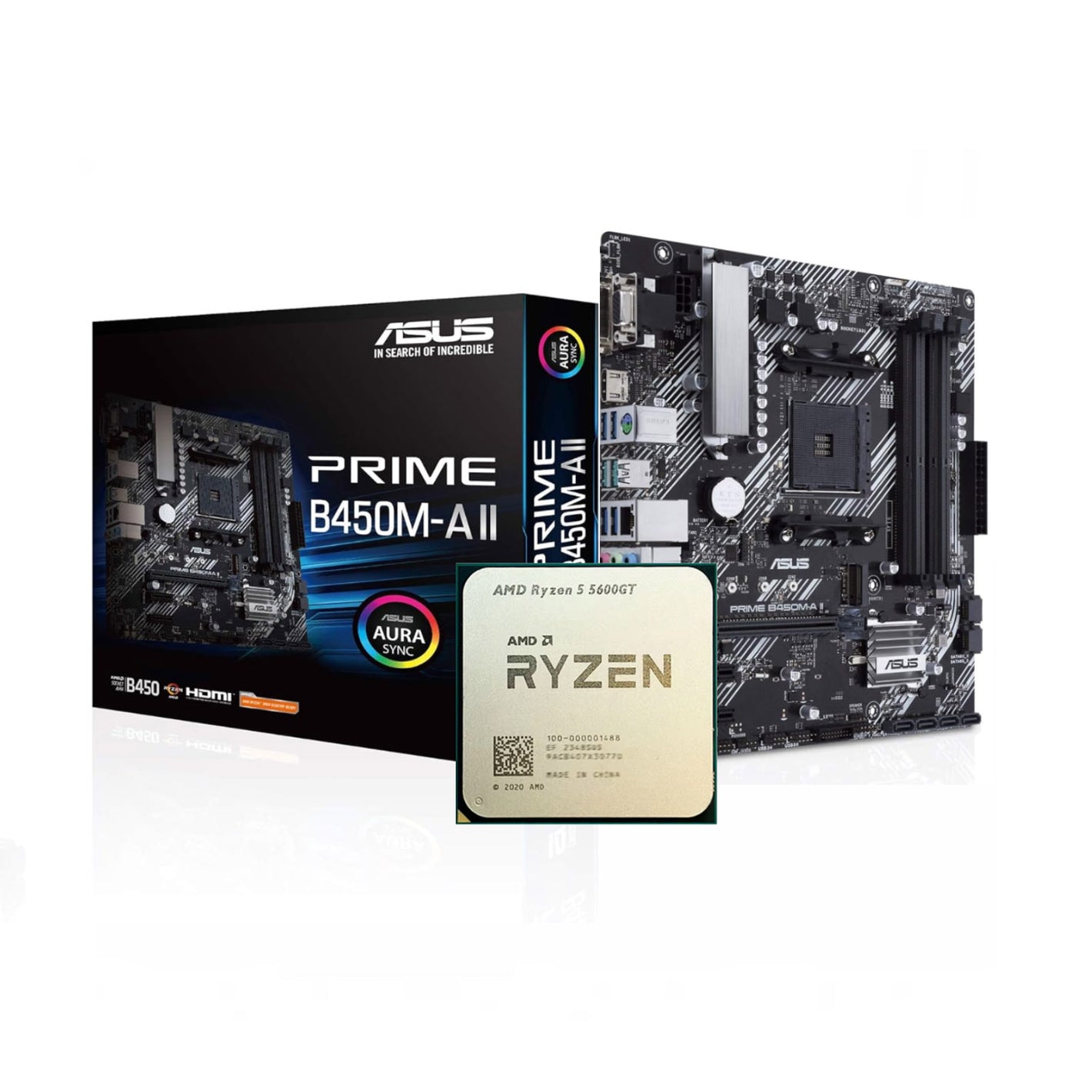 AMD Ryzen 5 5600GT + Asus Prime B450M-A II Socket AM4 DDR4 Bundle