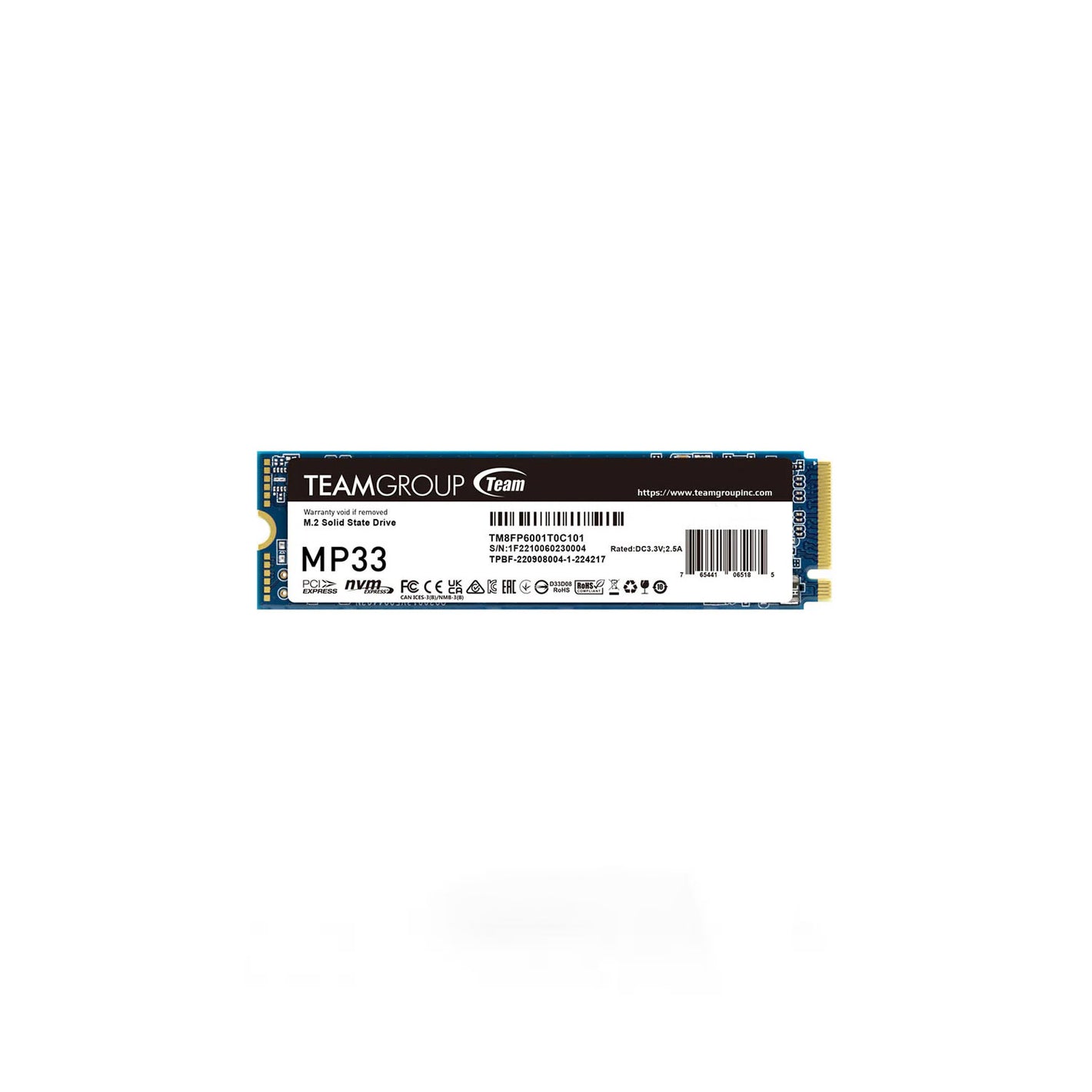 Team Elite MP33 512GB M.2 PCIe Gen3x4 NVMe Blue PCB Solid State Drive (TM8FP6512G0C101)