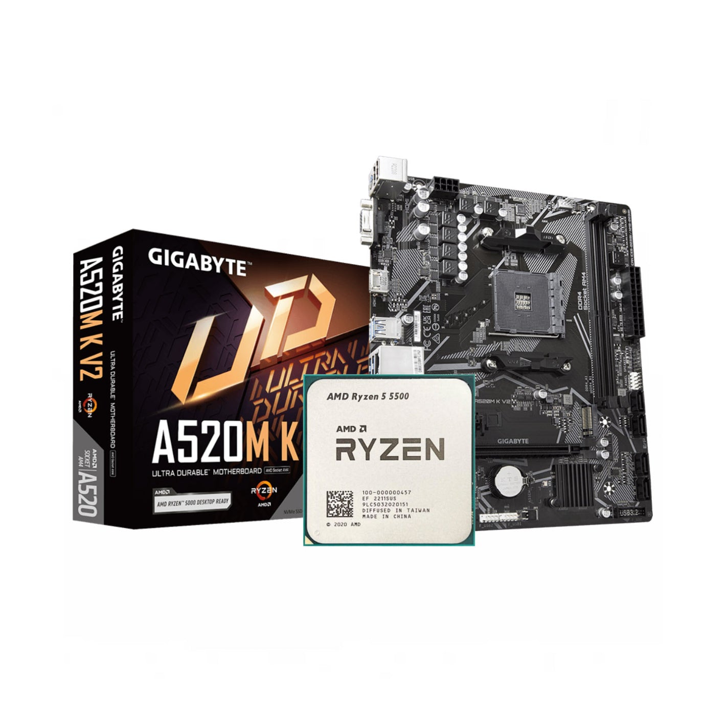 AMD Ryzen 5 5500 + GIGABYTE A520M-K V2 AM4 DDR4 (Bundle)