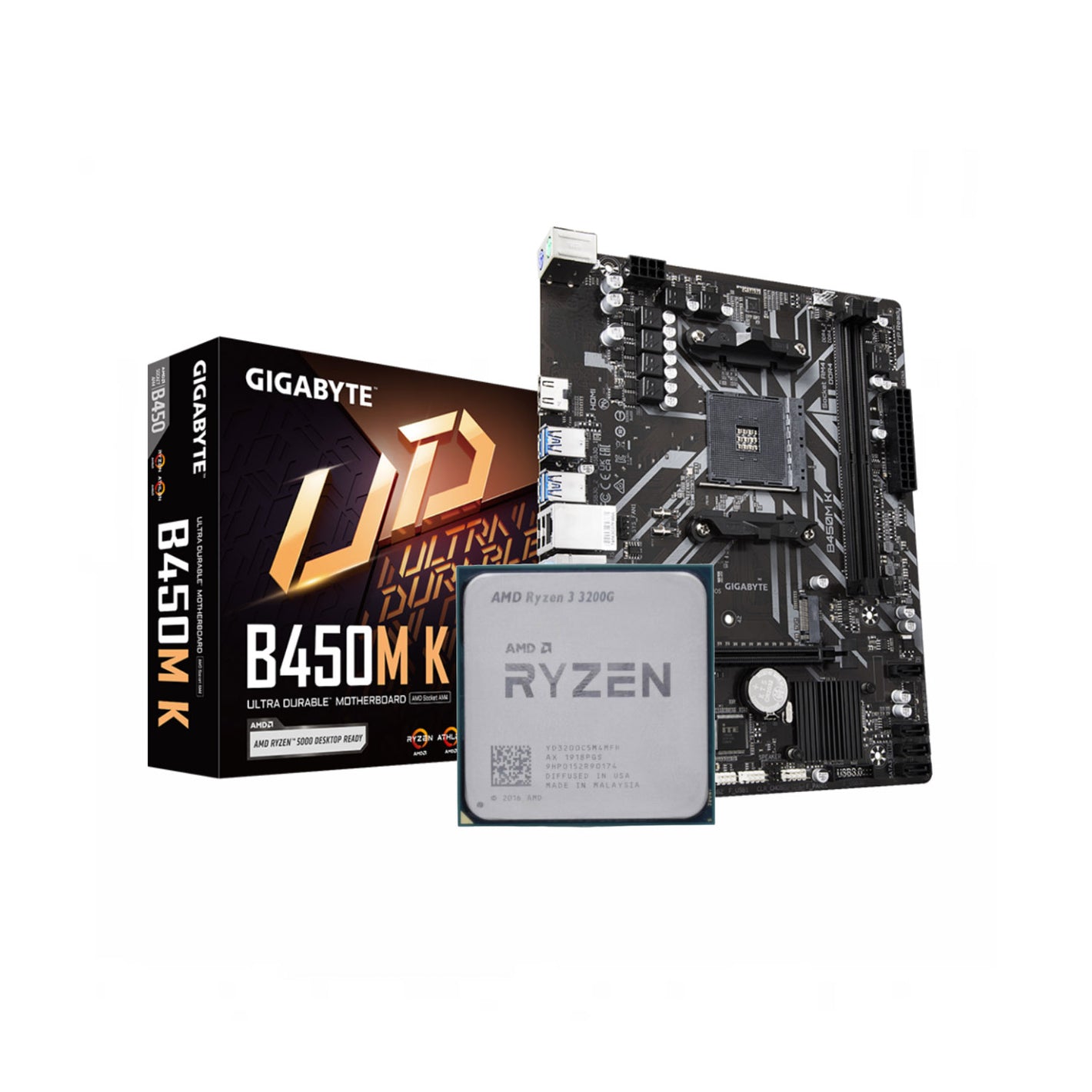 AMD Ryzen 3 3200G + Gigabyte B450M-K AM4 DDR4 Bundle