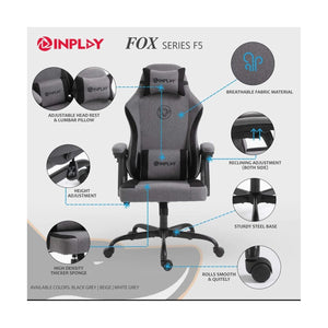 Inplay F5 White Fox Series Fabric Gaming Chair