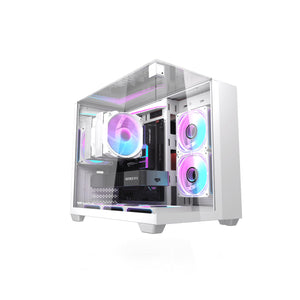 darkFlash TH285M Three Side Glass White Micro ATX Casing