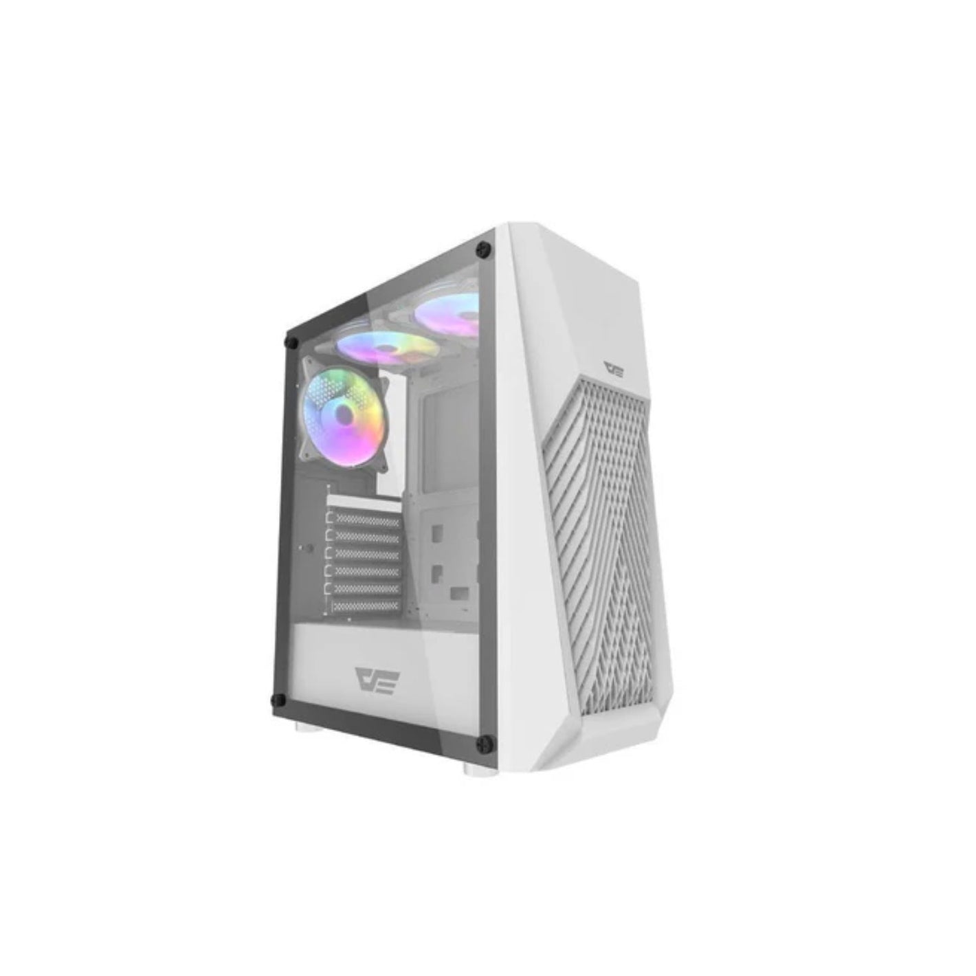 darkFlash DK150 White with 3pcs 12CM Rainbow Fan ATX Casing